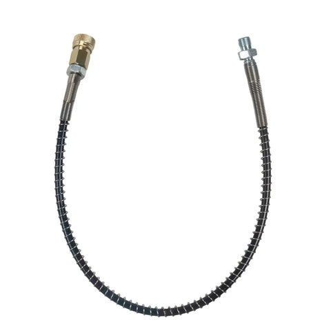 Heavy Duty Knockout Compressed Air Hose Featuring Leak Proof Steel Brass Connectors and Anti Knot Spring Sleeve for dependable tank filling.