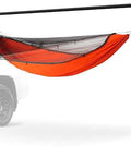 Outpost Overland Hammock Stand for Any Hammock Anywhere All Terrain Ready Weatherproof Aluminum Frame supporting a red hammock