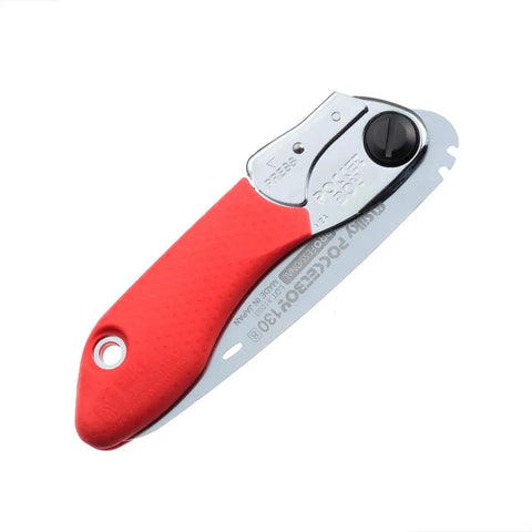 Badass Pocket Folding Saw With 5 Inch Razor Sharp Blade Slick Design Heavy Duty Rust Resistant Steel Solid Grip Handle, red handle view.