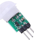 Mini Infrared Motion Sensor Module AM312 For DIY Projects, small green PCB with white dome lens and 3-pin header