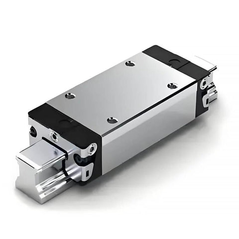 Extended SLS ball slider for linear guide systems, single block (1 pc) fits Bosch Rexroth parts; side view of metallic slider block.