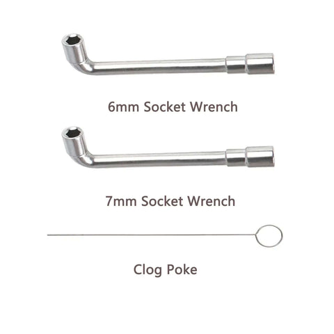 6mm and 7mm socket wrenches and clog poke from Ender Series 3D Printer Tool Kit For Easy Maintenance Featuring Clog Poke, Shear Pliers