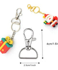 Kickass Swivel Clasp Hooks For Key Chains And Lanyards, D Ring Snap Clips For Purse Hardware, 1.6 inch Santa and gift keychains.