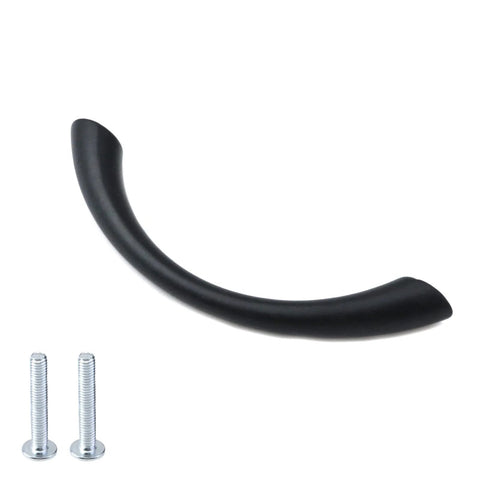 6 Pack Two And A Half Inch Hole Center Solid Arch Drawer Pulls Bow Curved Dresser Cabinet Handles Matte Black shown with screws