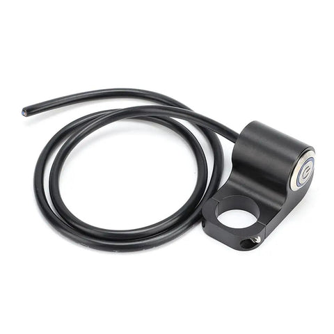 Ride Ready 22mm Stainless Steel Motorcycle Spot Light Switch With Blue Indicator Light, coiled wire, handlebar mount
