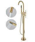Freestanding Bathtub Faucet Set With Floor Mount Tub Filler, Brushed Nickel Finish, High Flow Shower Faucets, Handheld Shower, Mixer Taps