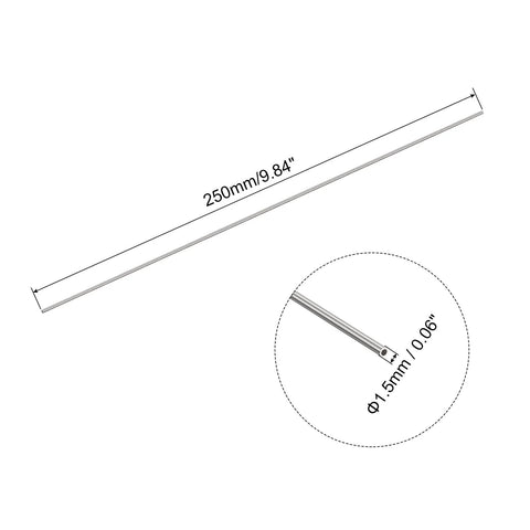 uxcell 304 stainless steel capillary tube, OD 1.5 mm, wall 0.2 mm, 250 mm length