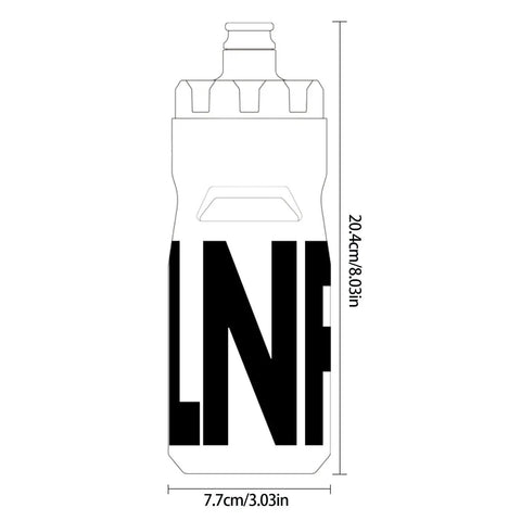 Leak Resistant Squeeze Lid Water Bottle For Biking And Hiking with dimensions on white background