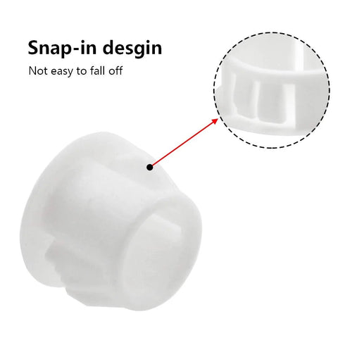 White 13mm Hole Caps And Hole Plugs 30 Pack For Panel End Caps And Tubing Posts Flush Mount Snap In Covers close-up