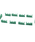 Rock Solid DIN Rail PCB Mounting Bracket 35mm Green Plastic Secure Vibration Resistant Mounting Clamp For Standard 35mm DIN Rails In Industrial Environments Easy Snap In Design For Quick Installation And Stable Performance In Dusty Harsh Environments., pack of 5 green 35mm DIN rail PCB brackets