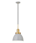 Industrial Dimmable Pendant Light Fixture 12 Inch Wide With Flat Gray Shade And Gold Accents Two Tone Finish For Kitchen Island