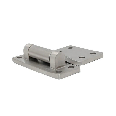 Heavy Duty 304 Stainless Steel Large Strap Hinges 2 Pack, close-up of sturdy pivot brace for gates and machinery.