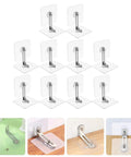 No Drill 10 Pack Furniture Wall Anchor Kit 6x6 Acrylic Stainless Steel Easy Install Anti Tip For TVs Shelves Cabinets And More Keeps Your Home Safe For Kids And Pets, 10 clear anchors