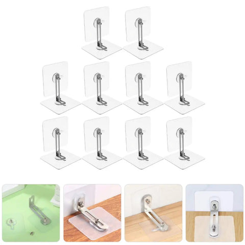 No Drill 10 Pack Furniture Wall Anchor Kit 6x6 Acrylic Stainless Steel Easy Install Anti Tip For TVs Shelves Cabinets And More Keeps Your Home Safe For Kids And Pets, 10 clear anchors