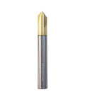 WEXWE chamfer end mill, 1/4 in shank, 3-flute, 90° chamfer bit, front view, for wood and aluminium