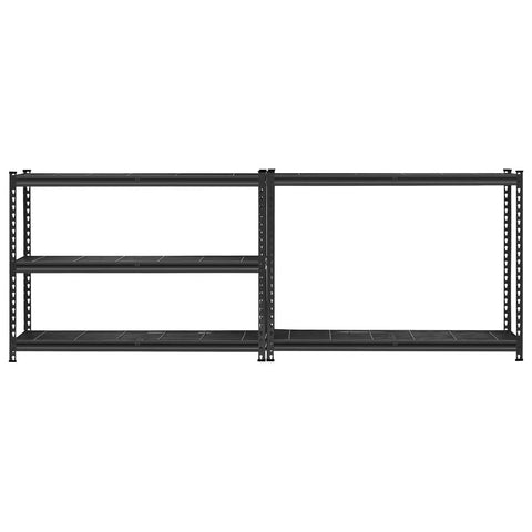 Beefy Industrial Storage Shelving Unit With 5 Tiers And 2500 Lbs Total Capacity, black metal frame, visible side view
