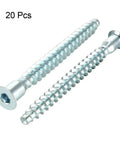 Close-up of 20 Piece Hex Socket Countersunk Furniture Confirmat Screws Set In Sizes 7x39 7x49 7x59 7x69mm Self Tapping Wood Connectors