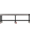 Robust Welding Fixture Workbench With Spacious Bottom Shelf And Easy Roll Handle engineered for bulletproof custom clamping setups, dimensions 120x48x36 inches.