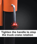 Handle and rotation stop mechanism of the Heavy Duty Folding Truck Mounted Engine Hoist With 4000 Lb 12V Electric Winch.
