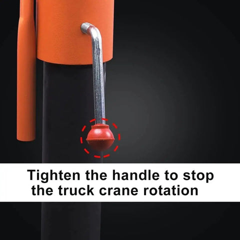 Handle and rotation stop mechanism of the Heavy Duty Folding Truck Mounted Engine Hoist With 4000 Lb 12V Electric Winch.
