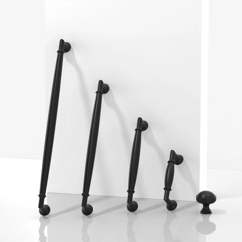Matte Black Cabinet Pulls 10 Pack 5 Inch 128mm Solid Zinc Alloy Kitchen Cabinet Handles on white background