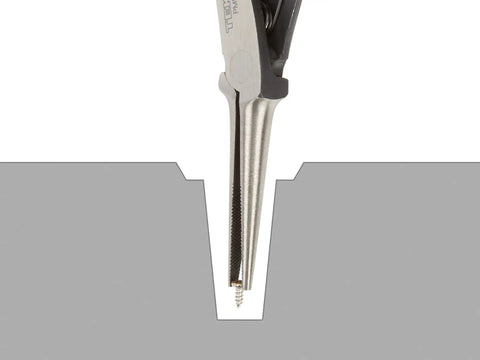 Six-Piece Tiny But Mighty Mini Pliers Set For Precision Work Including Needle Nose, Long Nose, Bent Long Nose, Flat Nose, Diagonal Cutting And End Cutting Pliers, Perfect For Jewelry Making, Electronics And Hobby Projects featuring needle nose pliers at work.