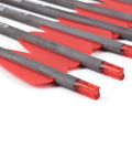 7.5 Inch Carbon Crossbow Bolts With 2 Inch Red Vanes And 100 Grain Broadhead Tips, 12 Pack For Hunting, Target Practice
