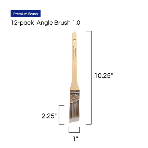 12 Pack 1 Inch Angle Paint Brushes Set For Walls And Trim Pro Grade Quality With Premium Synthetic Blend wood handle dimensions