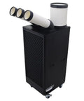 Pro Grade Heavy Duty Industrial Spot Cooler And Portable Commercial Air Conditioner Packing Badass 22500 Btu Hour Cooling for indoor use with flexible ducts.