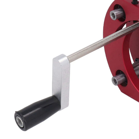 Heavy Duty Router Table Lift System Fits 64 66 Mm Motors components, red aluminum handle for smooth height adjustments.