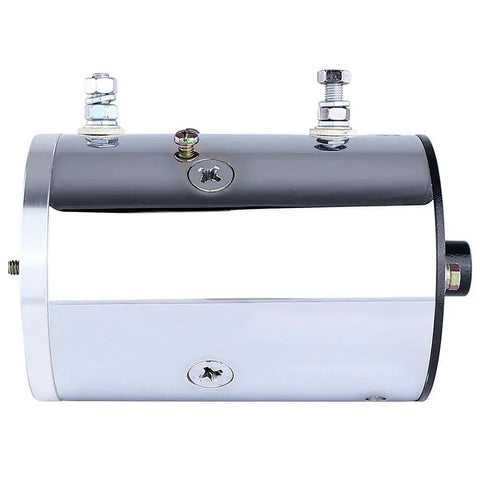 No Sweat 12V Dc Hydraulic Pump Motor Chrome Cw Rotary, shiny chrome casing, designed for easy installation in washout systems.