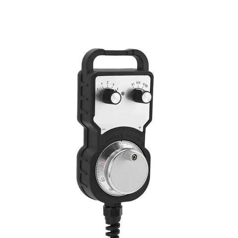 Upgrade Your CNC Game With This Universal Handwheel Manual Pulse Generator. Rock Solid 100PPR Electronic Handwheel Delivers Precision Control For Machining Projects And Smoother Operation Every Single Time! black CNC handwheel controller with dial and cable