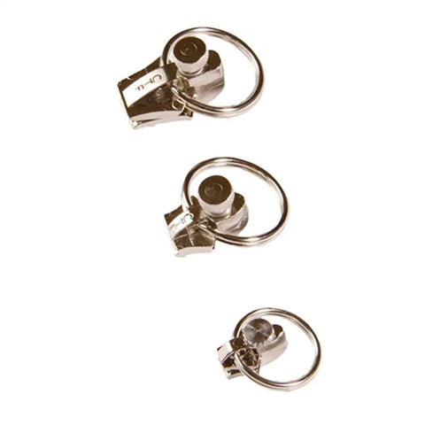 Three Piece Zipper Repair Kit With Multiple Sized Sliders In Nickel Or Graphite Finish For Quick Fixes To Broken Zippers