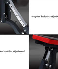 Close-up of adjustable features on Home Gym Adjustable Weight Bench For Dumbbells And Situps Indoor Workout Bench Multi Functional Equipment With 6 Position Backrest And 2 Position Seat Supine Board Abdominal Exercise And Full Body Strength Training.