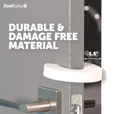 Snaps Right On Eva Foam Door Pinch Guards And Slam Blockers Six Pack White foam guard on a door edge, 1.5" thick for safety.