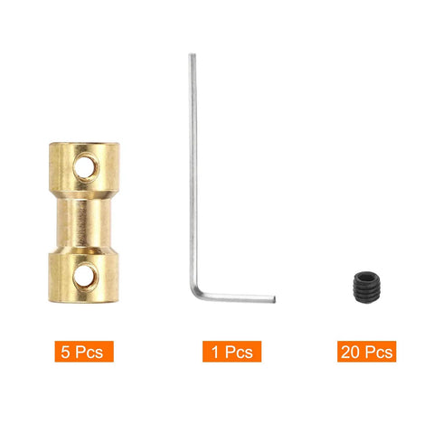 5 Pack 3mm To 3mm Brass Shaft Coupler Connector With Screws And Hex Wrench For RC Cars Wheels Shafts And Motors Durable Brass Joint