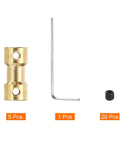 Five Pack 3mm To 5mm Brass Shaft Coupling Joint Connectors With Screws And Hex Wrench Flexible Motor Shaft Coupler For RC Cars Wheels Tires And Model Machinery brass coupler, hex wrench, and set screws
