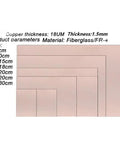 FR-4 Double Sided PCB Laminate Plates Copper Clad for DIY Circuits shown in various sizes and thickness