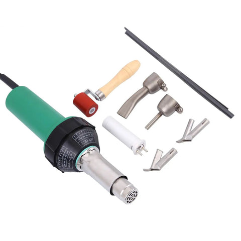 Hot Air Welding Gun Kit 1500W 110V with adjustable temperature 30 to 680C for plastic PVC vinyl TPO welding includes nozzle roller welding rod core easy safe use pro grade