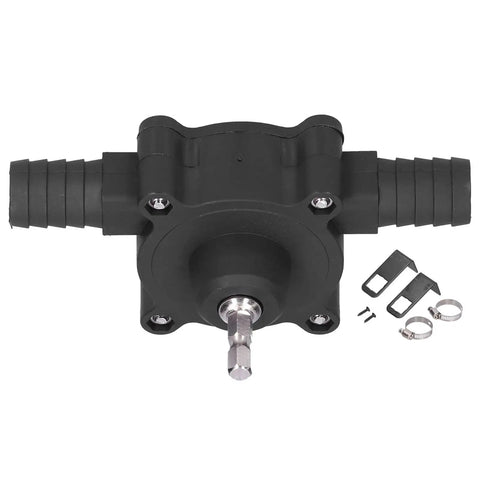 Heavy Duty Electric Drill Oil Pump For Fast Water Transfer Self Priming High Capacity Fluid Siphon Tool with ABS shank and hoses.