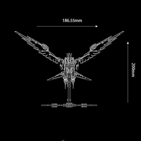 Epic 3D Metal Falcon Puzzle Kit With 279 Stainless Steel Pieces Steampunk Bird Build For Adults DIY Biomimetic Predator Model Hands On STEM Flight Mechanism Project Premium Silver Gift, 186.55mm x 200mm