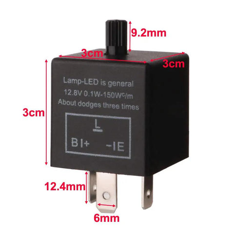 Two Pack 12V 3 Pin LED Flasher Relay CF-13KT For Motorcycle Turn Signals 0.1W To 150W Adjustable Hyper Flash Fix side view