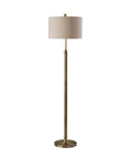 Antique Brass Floor Lamp With Oatmeal Linen Shade, Adjustable Height Up To 65.5 Inches, Ideal Accent Light For Bedroom, Living Room
