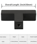 Dead Solid Matte Black T Bar Drawer Pulls And Cabinet Knobs 100 Pack Bulk Hardware For Kitchen Cabinets with dimensions.