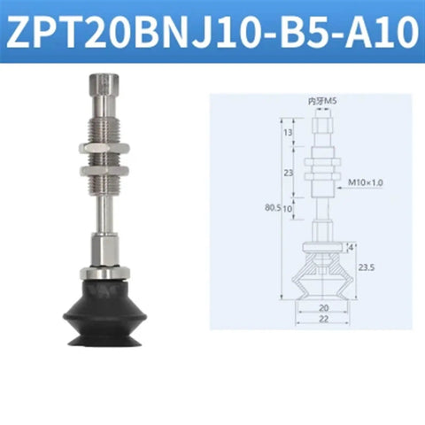 Heavy Duty Industrial Vacuum Pad Suction Cup ZPT Series double layer design, stainless steel, used for automated robot handling.