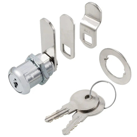 Cabinet Cam Lock Set 1-1/8 Inch Cylinder Keyed Alike with 3 Cams and 2 Keys Chrome Finish 4 Pack