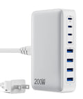 GaN III 8 Port USB C Charger Hub With 200W Total Power Four USB C And Four USB A Independent Outputs 65W PD Laptop Charger