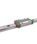 Precision MGN12 Linear Guide Rail Set With Matching Slide Carriage For CNC Machines And 3D Printers Built Tough From Hardened Steel showing guide rail and carriage.