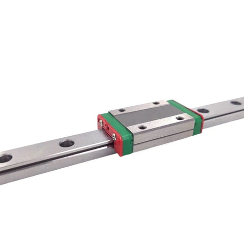 Precision MGN12 Linear Guide Rail Set With Matching Slide Carriage For CNC Machines And 3D Printers Built Tough From Hardened Steel showing guide rail and carriage.