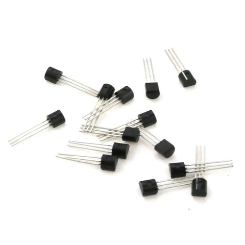 Assorted transistors from 24-Value General Purpose Transistors Kit Pro-Grade Power Transistors Pack Of 840 NPN PNP for DIY projects.